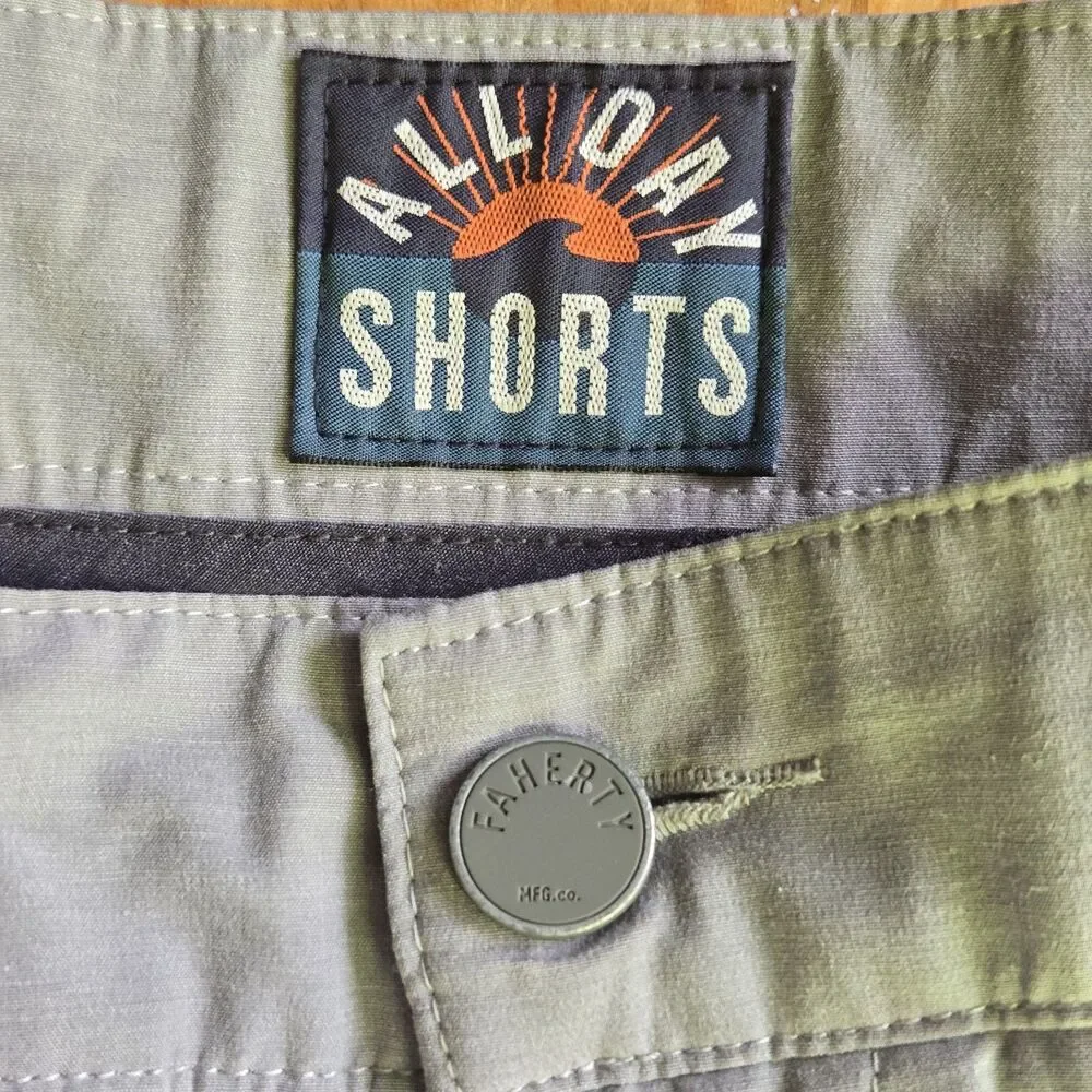 Faherty All Day Shorts Drawstring Men’s 38 Gray Stretch 9